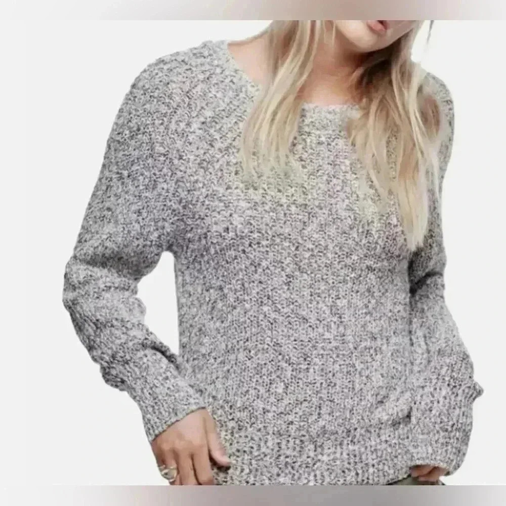 Free People Electric City Linen Blend Marled Pullover Sweater Women's Size S